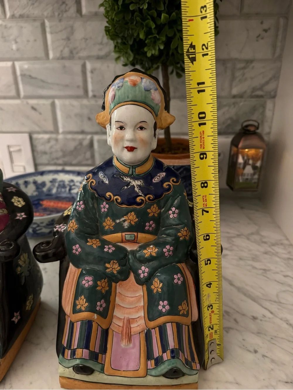 Pair of Chinoiserie Ceramic Statues